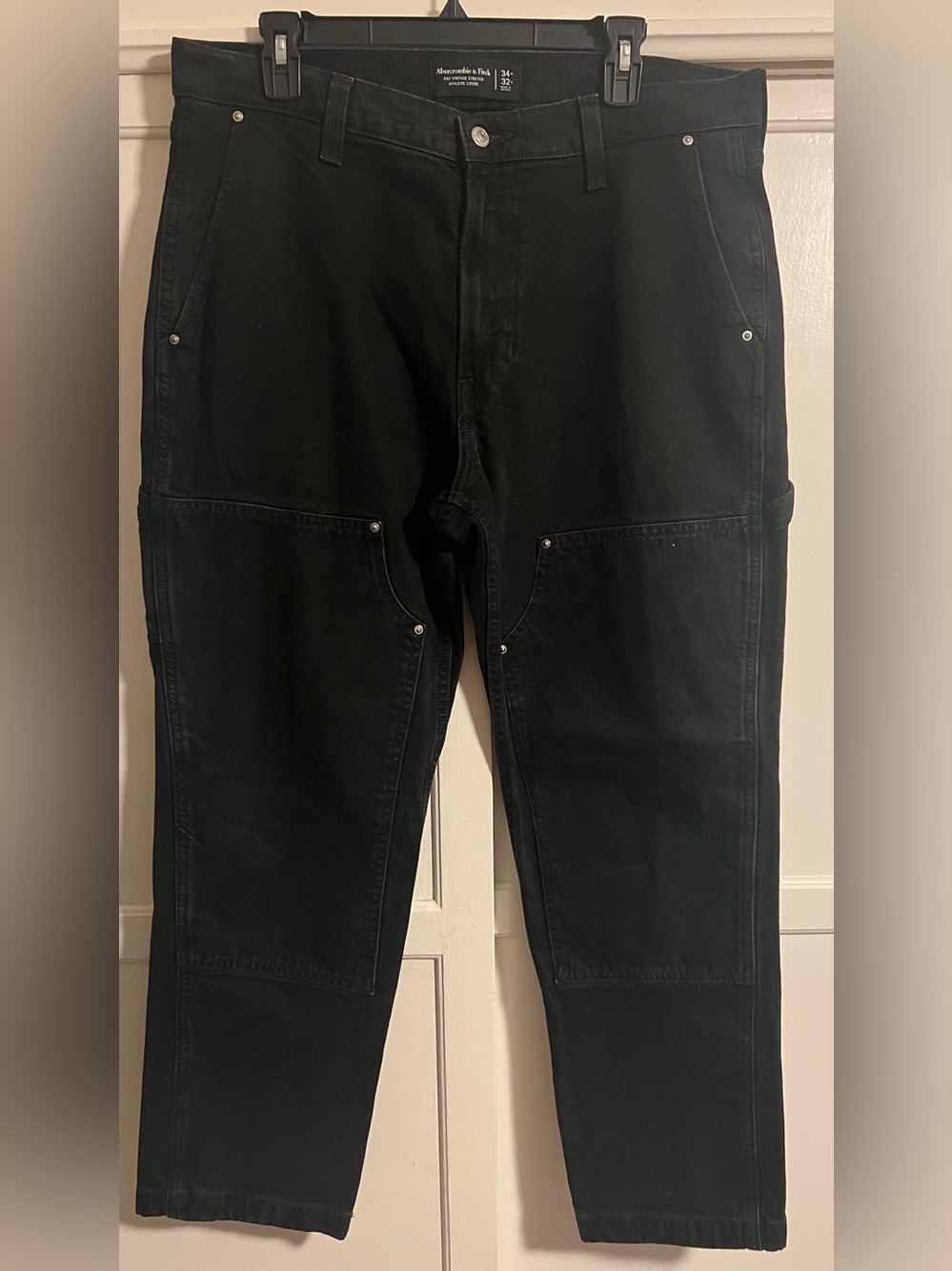 Abercrombie & Fitch Men's Athletic Loose Workwear Carpenter Jeans Black 34x32